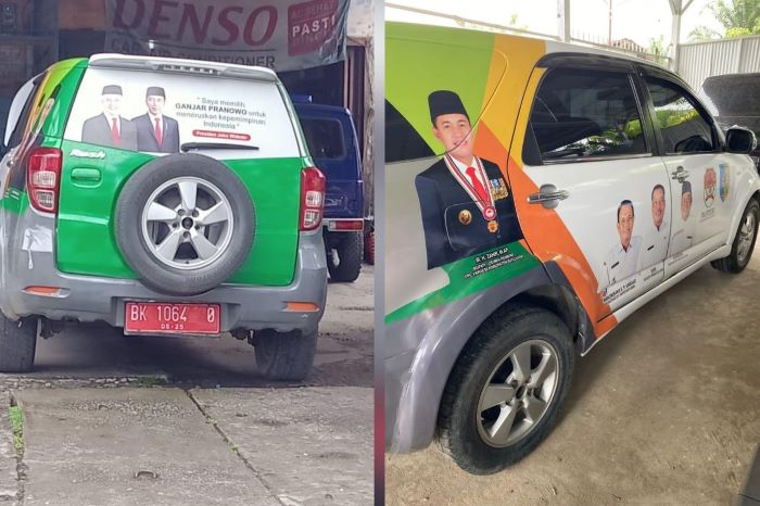 Mobil Dinas Pemkab Batu Bara Berstiker Salah Satu Bacapres