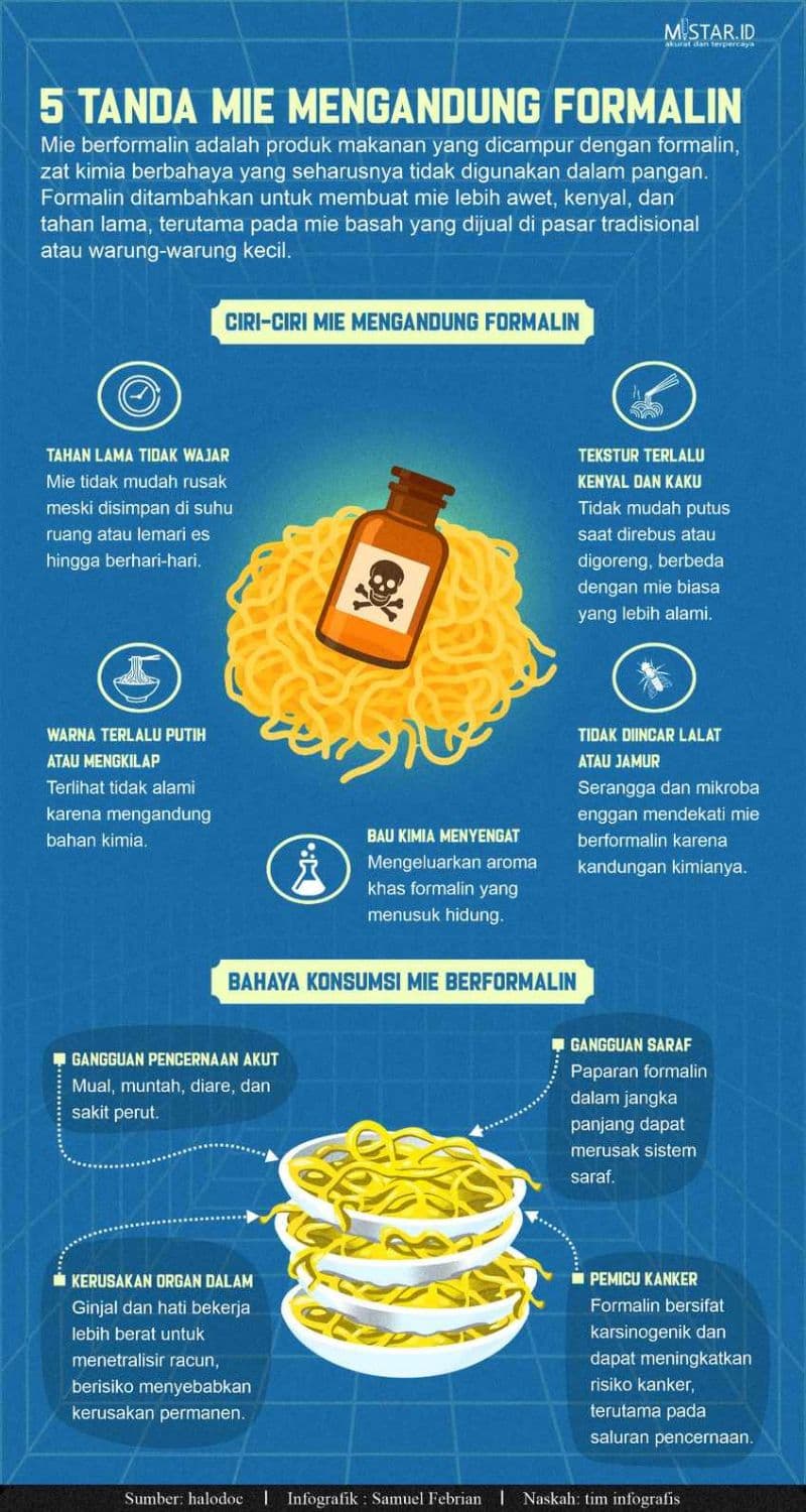 Lima Tanda Mie Mengandung Formalin