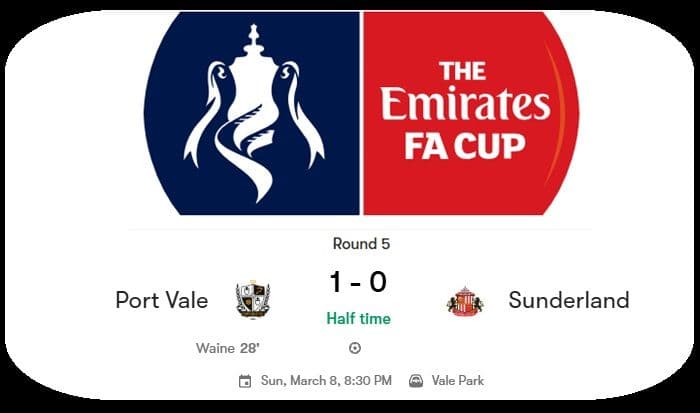 port_vale_kejutkan_sunderland_unggul_10_di_babak_pertama_fa_cup