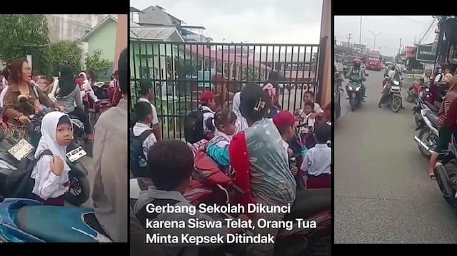 siswa_terlambat_ditahan_di_luar_gerbang_kepsek_sdn_060952_medan_labuhan_beri_penjelasan