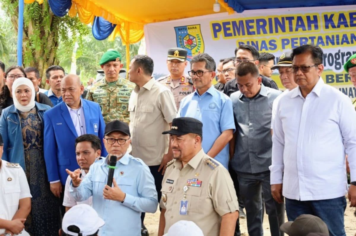 menko_pangan_zulkifli_hasan_tinjau_panen_raya_di_batu_bara_petani_keluhkan_pupuk_dan_banjir