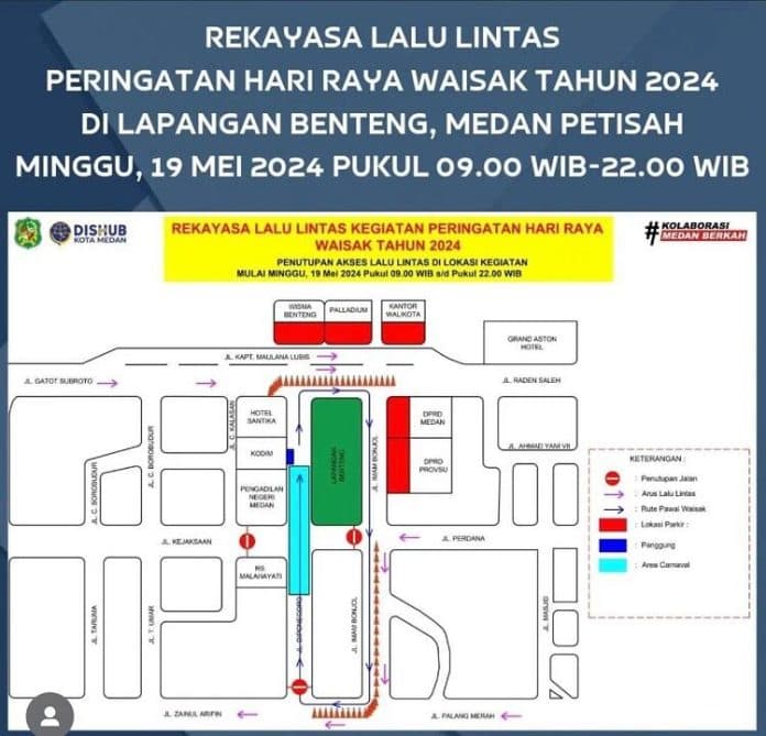 perayaan_hari_waisak_dishub_medan_rekayasa_lalin_di_sekitar_lapangan_benteng