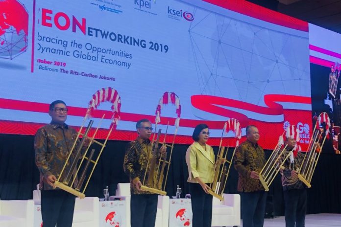 Menteri Keuangan Sri Mulyani Indrawati saat acara CEO Networking 2019, di Hotel RitzCarlton, Jakarta, Kamis (31/10/2019). ANTARA/AstridFaidlatulHabibah