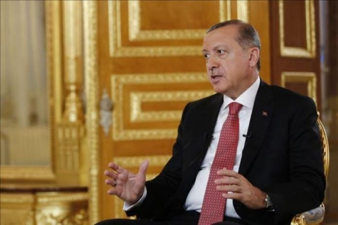 Presiden Turki Recep Tayyip Erdogan pada Senin (14/10). (Anadolu Agency)