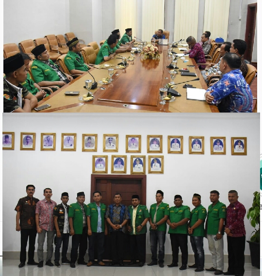 Bupati Deli Serdang H Ashari Tambunan menerima audensi Panitia Konferwil GP ANsor Sumut. (f:ist/mistar)