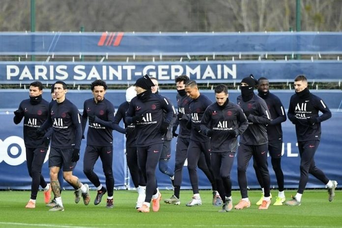 Para pemain Paris Saint-Germain melakukan latihan menjelang laga pekan ke-19 Liga Prancis 2019/20 menghadapi Amiens. (ANTARA/Twitter@PSG_English)