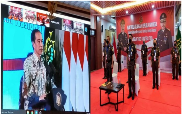 Presiden Republik Indonesia membuka secara resmi acara Rapat Kerja Nasional Kejaksaan Republik Indonesia Tahun 2020