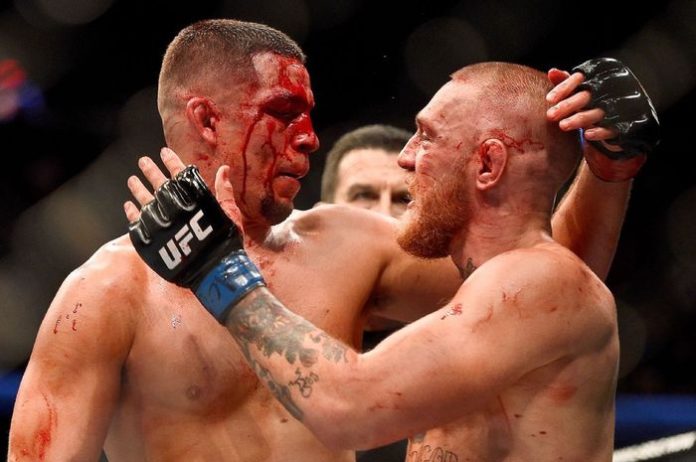 Duel Conor McGregor dengan Nate Diaz di UFC 202, 20 Agustus 2016.TWITTER