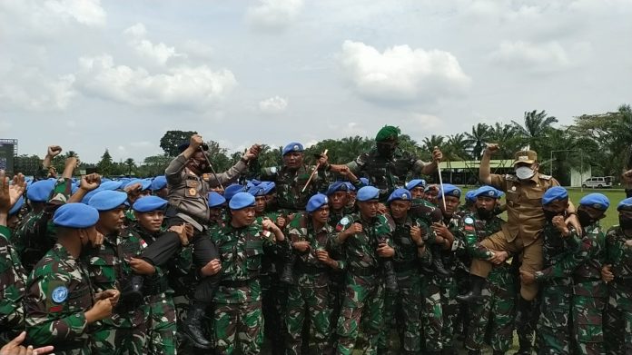 Kapolresta Deli Serdang Hadiri Pengantaran Satgas BGC TNI Kongo di Yonif 121/MK Galang