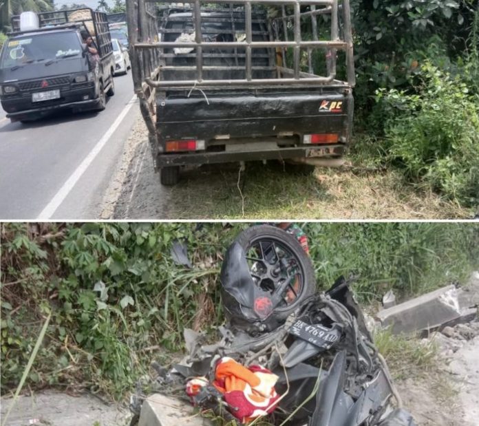 Anggota TNI Tewas setelah Sepeda Motornya Bertabrakan dengan Mitsubishi L300