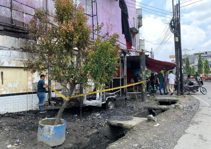 Pos Lantas Polsek Sunggal di Kampung Lalang Diduga Dibakar ODGJ