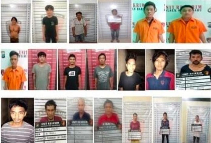 20 dari 124 pelaku kejahatan jalanan yang ditangkap Polrestabes Medan dan polsek jajaran. (f:ist/mistar)