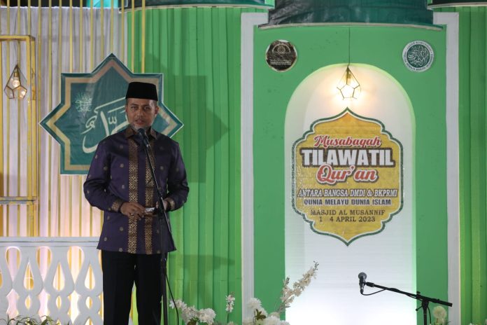 Wakil Gubernur (Wagub) Sumatera Utara (Sumut) Musa Rajekshah menghadiri pembukaan Musabaqah Tilawah Quran (MTQ) Antarbangsa oleh Dunia Melayu Dunia Islam (DMDI) bekerja sama dengan Badan Komunikasi Pemuda Remaja Masjid Indonesia (BKPRMI). (f:ist/mistar)