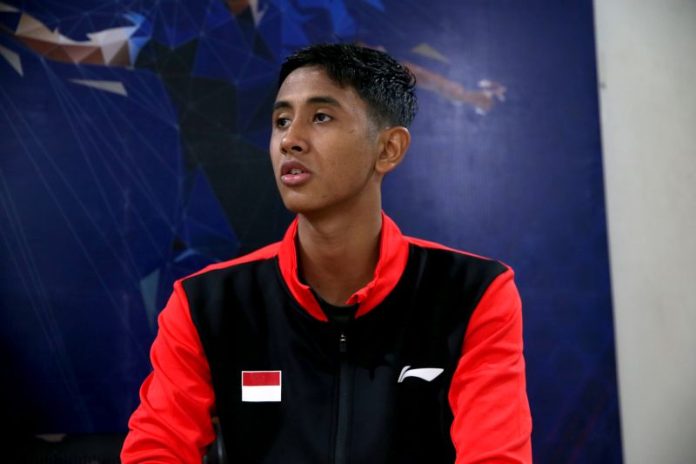 Kapten Tim Indonesia Alwi Farhan pada Kejuaraan Badminton Junior Asia (BAJC) 2023 usai menjalani latihan di Yogyakarta (f:antara/mistar)