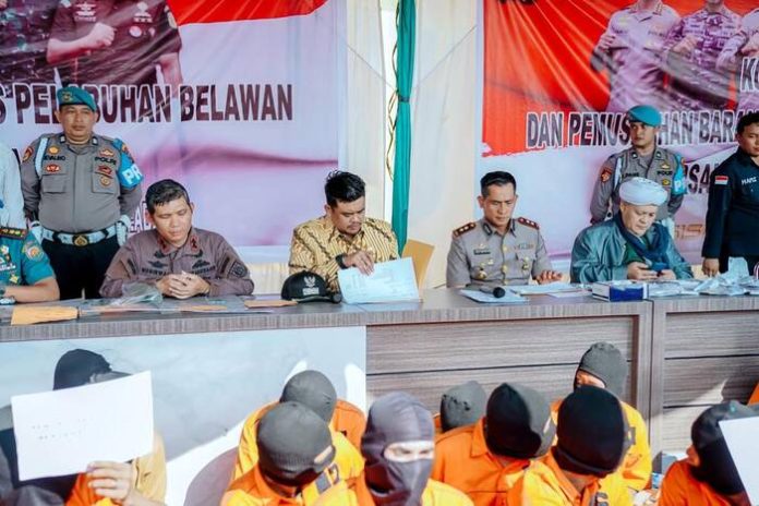Bobby Nasution saat menghadiri Press Release Hasil Ungkap Kasus Menonjol Polres Pelabuhan Belawan dan Jajaran di Halaman Mako Polres Pelabuhan Belawan (f:ist/mistar)