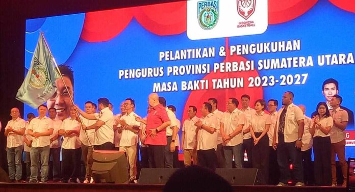 Pelantikan dan pengukuhan Pengprov Perbasi Sumut 2023-2027 di Medan.