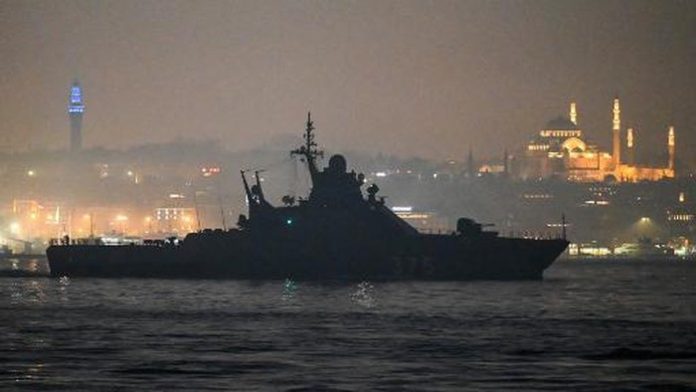 Ilusrasi kapal tempur rusia di laut Hitam.