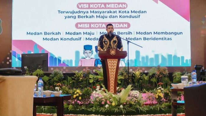 Bobby Nasution saat membuka Musrenbang RPJMD 2021-2026 di Hotel JW Marriot.