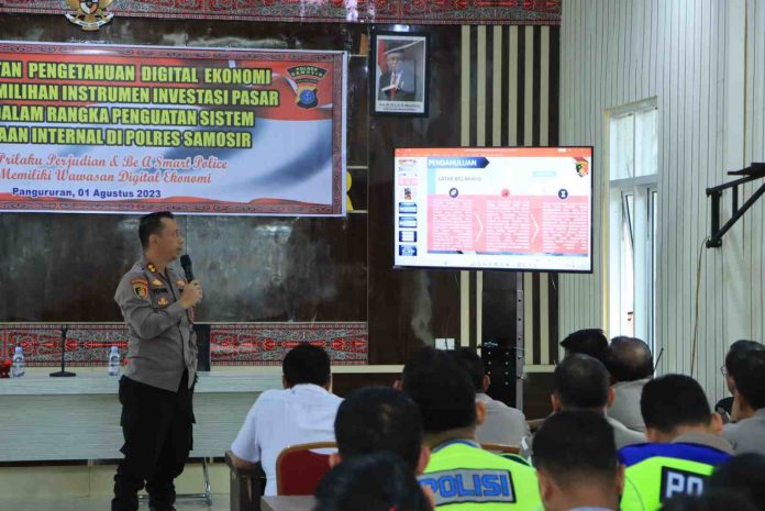 Hindari Perjudian, Polres Samosir Gelar Diskusi Peningkatan Pengetahuan Digital Ekonomi Bagi Personilnya