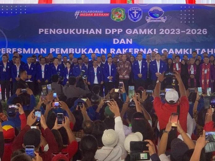 Presiden Joko Widodo saat memberi sambutan dalam pengukuhan Ketu DPP GAMKI (f:rahmad/mistar)