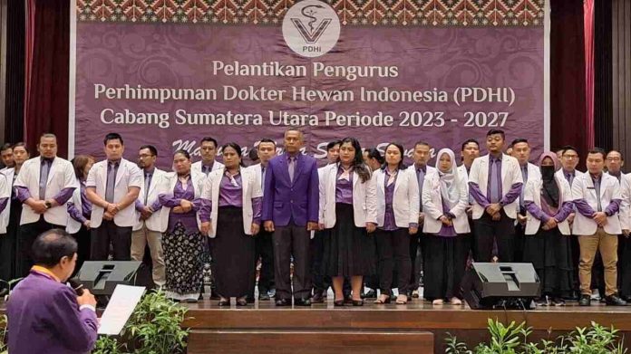 Pelantikan Pengurus Perhimpunan Dokter Hewan Indonesia (PDHI) Cabang Sumatera Utara (Sumut) periode 2023-2027.