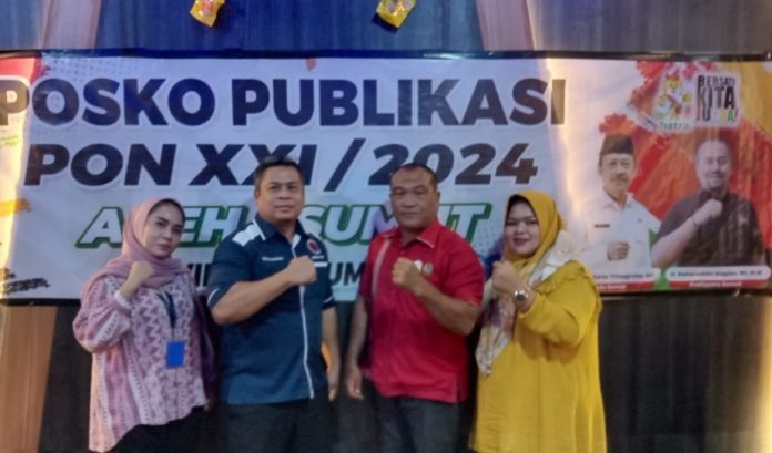 Wakil Ketua Pengprov Hapkido Sumut Doni Damanik di Posko Publikasi PON XXI/2024 Wilayah Sumut.