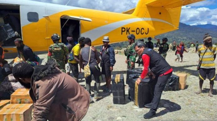 Bantuan berhasil dikirimkan TNI AU ke Papua Tengah (f:ist/mistar)