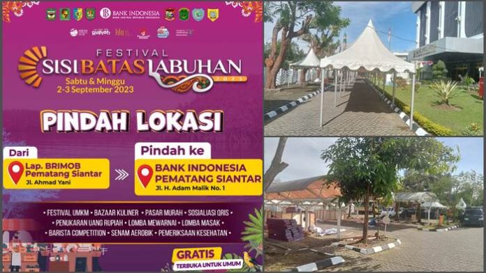 Persiapan pelaksanaan Festival Sisi Batas Labuhan 2023 di halaman kantor BI Pematang Siantar (f:ferry/mistar)