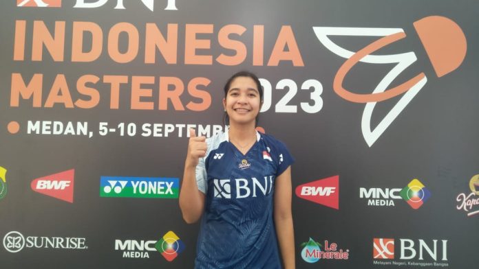 Tunggal putri Indonesia, Ester Nurumi Tri Wardoyo setelah mengalahkan Chinese Taipei di babak 32 besar.