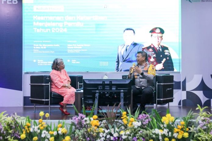 Kapolda Sumut Saat memberikan kuliah umum di Universitas Sumatera Utara (f:ist/Mistar)