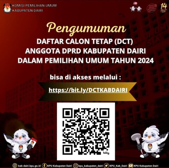 Nama DCT DPRD Dairi dapat dilihat melalui sistus KPU Dairi (f:ist/mistar)