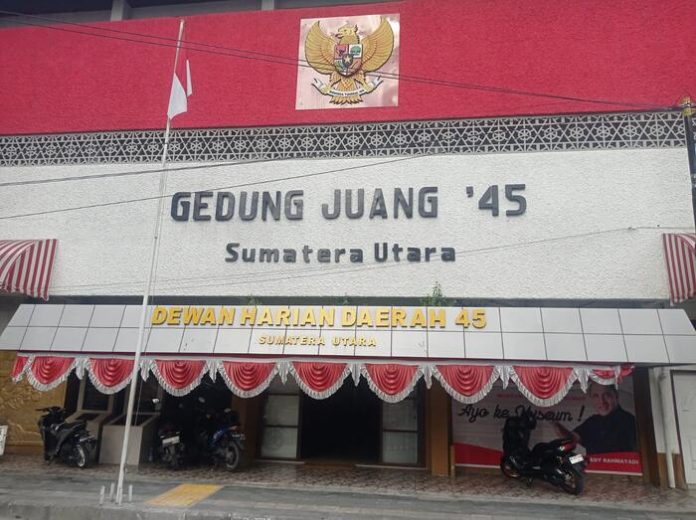 Gedung Juang '45 Sumut, berada di Jalan Pemuda, Kota Medan, Provinsi Sumut. (f/jonatan/mistar)