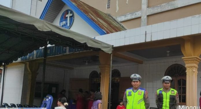 Polres Tanjung Balai Lakukan Pengamanan Gereja Ibadah Minggu