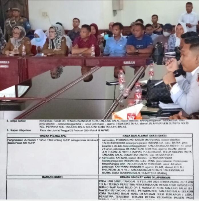 Rapat Dengar Pendapat (RDP) keluarga korban didampingi penasehat hukumnya bersama pihak RSUD Dr. Tengku Mansyur dan Wali Kota Tanjungbalai (f:saufi/mistar)