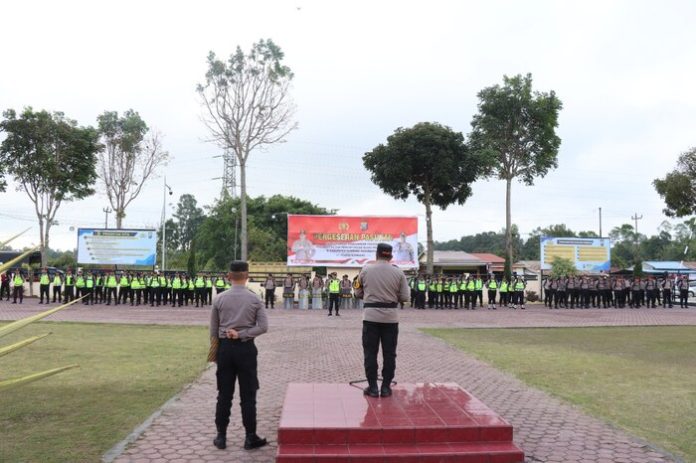 Apel siaga yang dilaksanakan Polres Humbahas (f:ist/mistar)