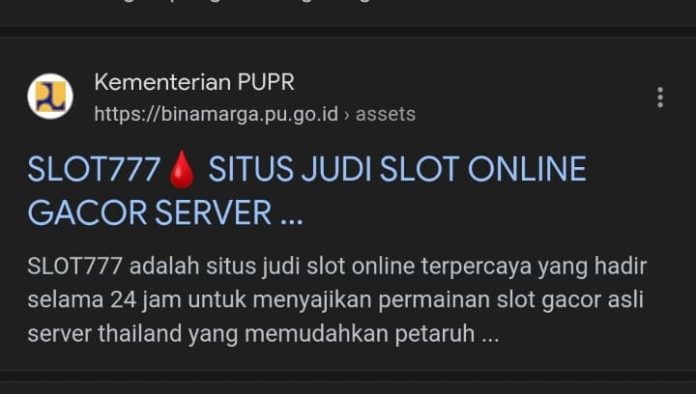 website berlogo Kementerian PUPR promosikan judi online (f:ist/mistar)