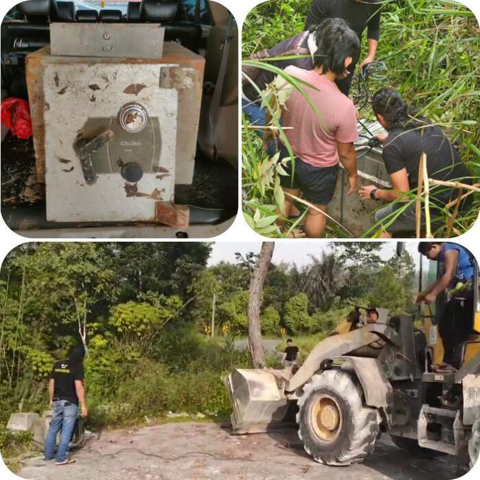 Polisi berhasil mengumpulkan barang bukti yang sempat dibuang para tersangka di Parapat, Kabupaten Simalungun (f:ist/mistar)