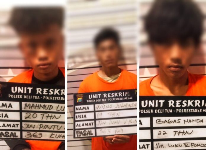 Tiga pelaku pencuri warung sembako ditangkap polisi (f:ist/mistar)