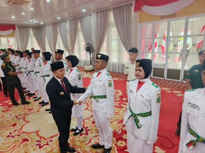 Pengukuhan Paskibraka Tingkat Provinsi Sumatera Utara di Aula Tengku Rizal Nurdin.