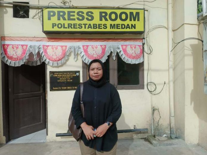 Annisa Pertiwi, perwakilan LBH Medan usai mendampingi TAS di Polrestabes Medan.