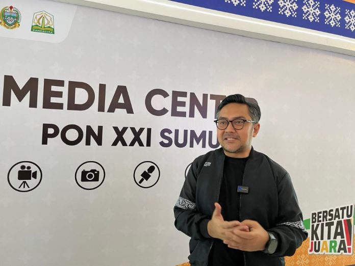 Dirjen IKP Kominfo, Prabu Revolusi saat di Media Center Utama PON XXI Wilayah Sumut