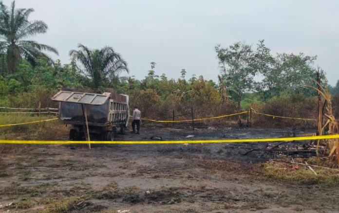 Lokasi kebakaran truk di Kotapinang, Labusel