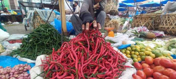 Cabai Merah di Pasar Tradisional Medan.