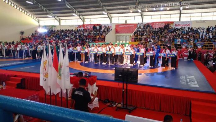 Pembukaan cabor Gulat PON 21 di GOR Binjai.