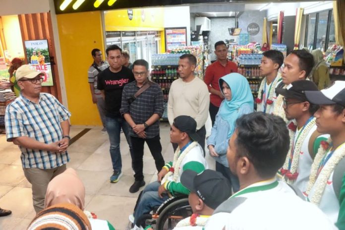 Atlet NPC Sergai tiba di Kualanamu