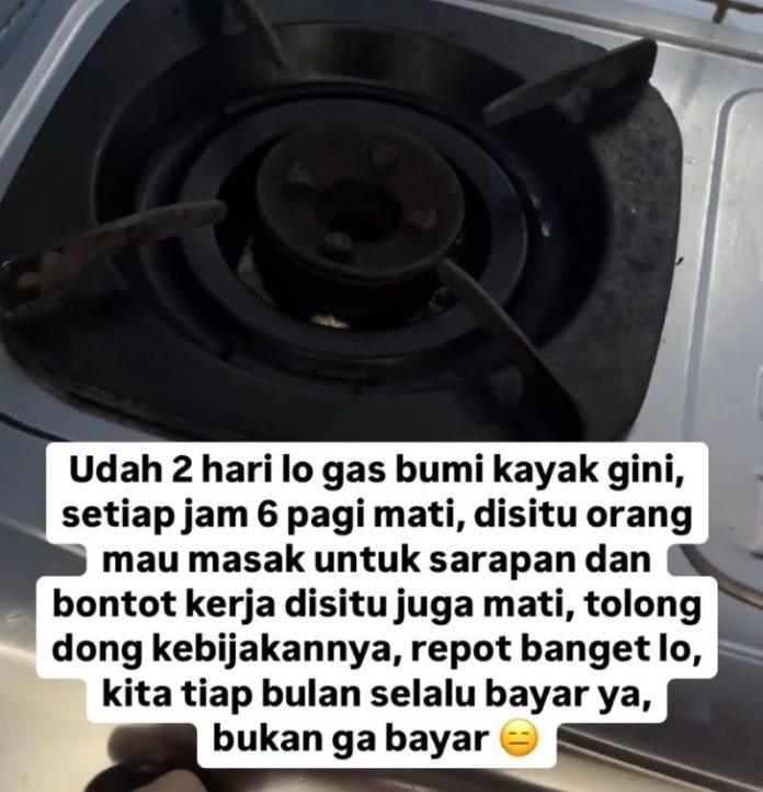 Screenshot keluhan warga Deli Serdang tentang matinya gas bumi di sosial media Instagram