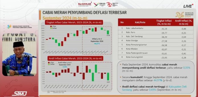 Screenshot Kanal Youtube BPS Sumut tentang penjelasan deflasi cabai merah.