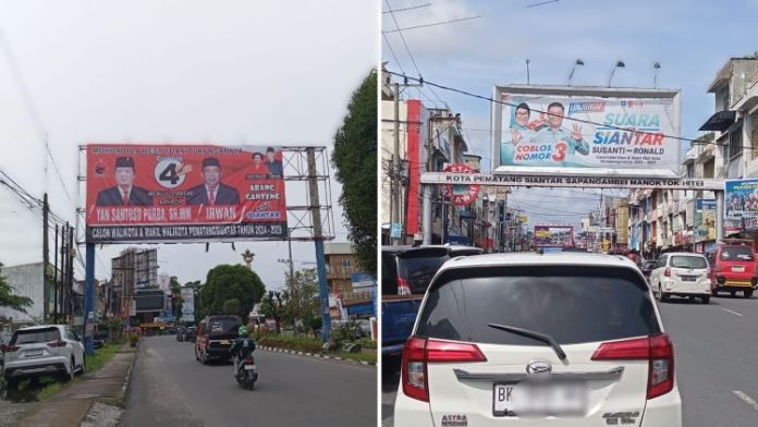 Billboard berapa ajakan memilih dipasang di zona larangan APK.