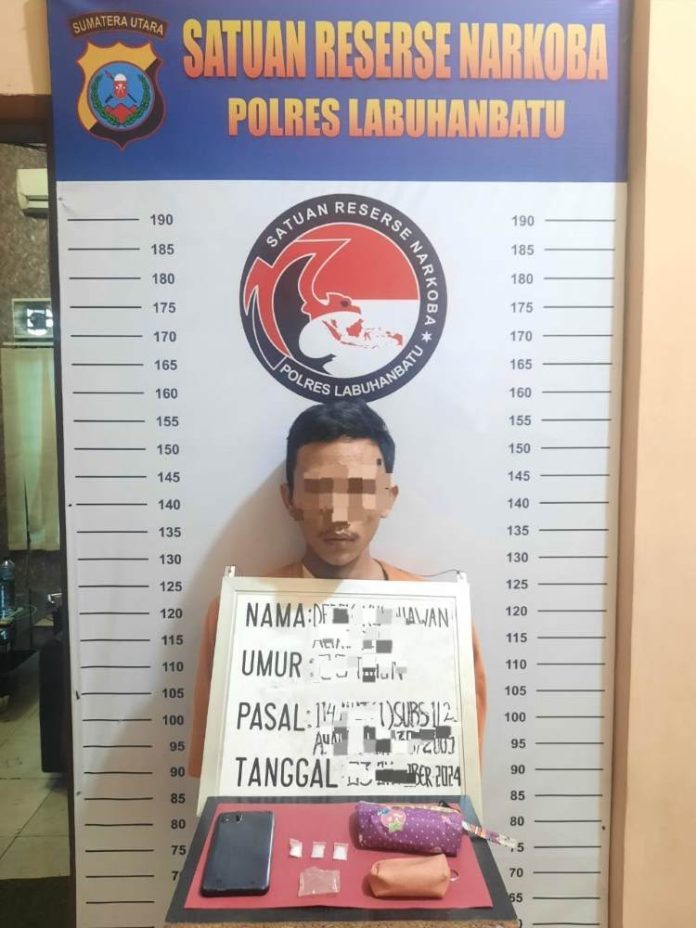 Seorang residivis pengedar sabu berinisial DK alias Dedek ditangkap Polres Labuhanbatu.