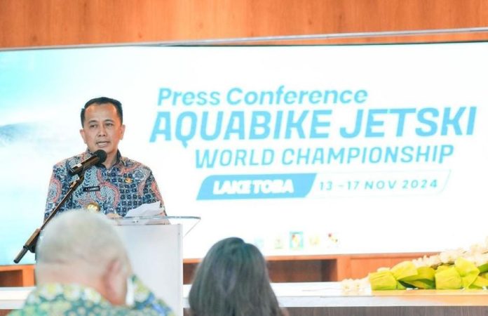 Pj Gubernur Sumut, Agus Fatoni saat menghadiri pertemuan membahas Aquabike Jetski World Championship 2024 di Jakarta